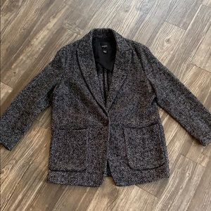 Mango Suit Fishbone Wool Blazer